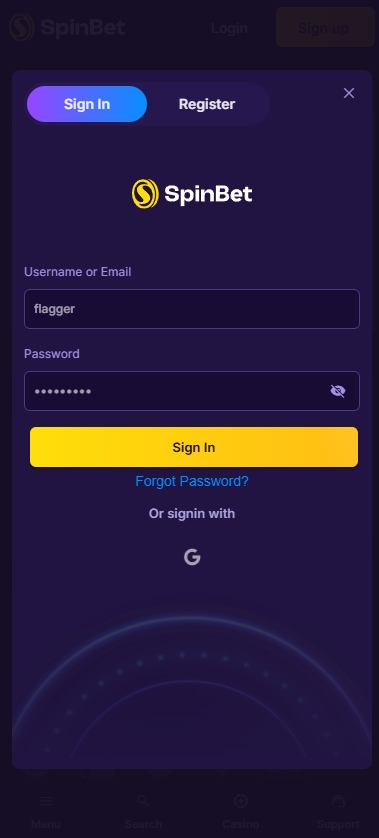 SpinBet Login